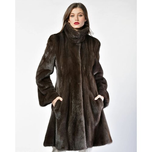 Пальто Manakas Frankfurt, норка, силуэт прилегающий, размер 40, серый