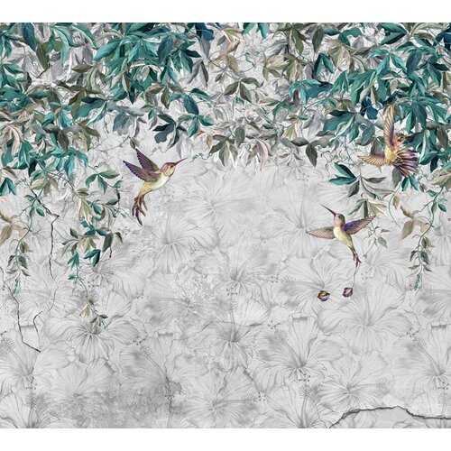 Моющиеся виниловые фотообои GrandPiK Колибри в саду. цвет, 300х270 см моющиеся виниловые фотообои grandpik колибри в саду цвет 450х270 см