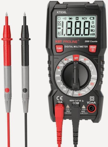 Изображение товара Мультиметр цифровой KT 830L серия КВТ PROLINE с основным набором функций и ручным выбором пределов измерений (79127)