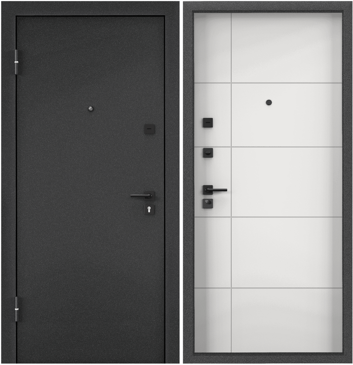 Дверь входная для квартиры Torex Terminal-C 950х2050, левый, тепло-шумоизоляция, антикоррозийная защита, замки 3-го класса защиты, темно-серый/белый - фотография № 1