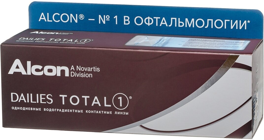 Контактные линзы Alcon Dailies Total1, 30 шт, R 8,5, D -2.25
