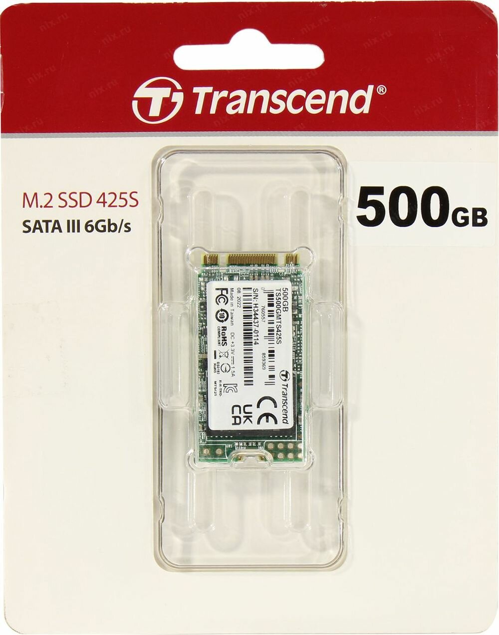 Твердотельный накопитель Transcend 500 ГБ M2 TS500GMTS425S