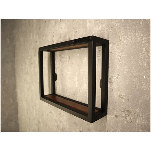 Настенная полка из натурального дерева и стали в стиле Лофт 40*10*30(В)см