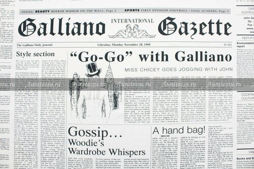 Ткань Трикотаж-стрейч Galliano «газета», ш140см, 0,5 м