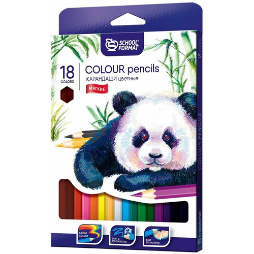 SchoolФормат Набор цветных карандашей 18 цветов Animals (КЦ18-ТЖ) разноцветный