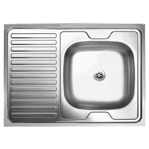 Мойка накладная Kromrus 60x80 см. (глубина 170 мм.) 0,6 мм, нержавеющая сталь 201, правая