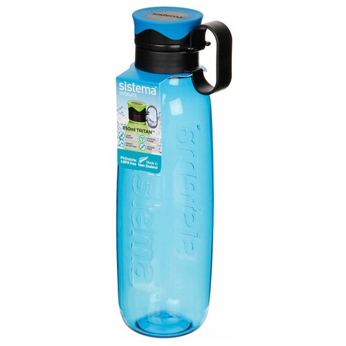 фото Бутылка для воды из тритана с петелькой 850 мл, синий sistema