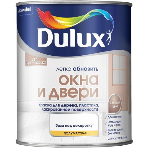 Краска Dulux для окон и дверей полуматовая 0,75л бесцветная