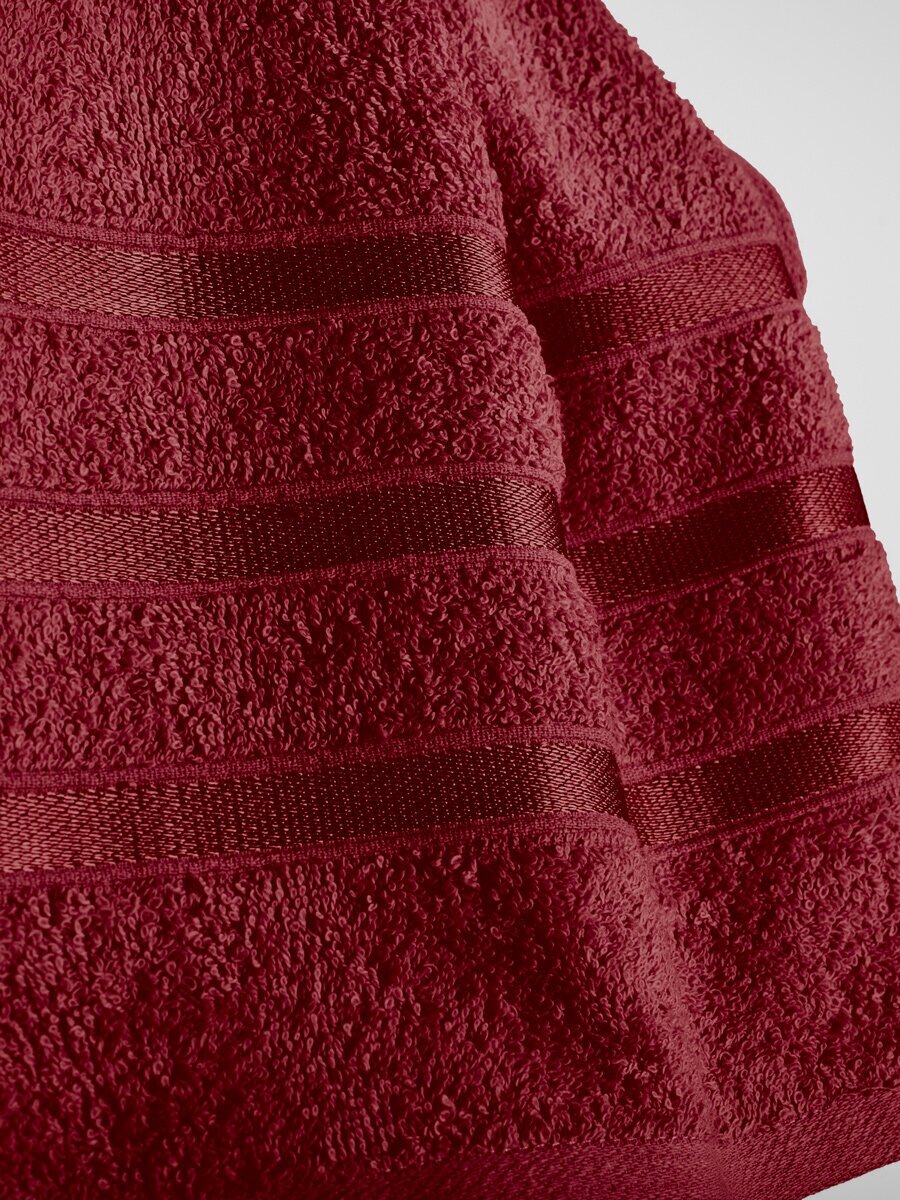 Набор полотенец махровых (30х50 см, 50х90 см, 70х140 см), Diana, цвет: Гранат - фотография № 4