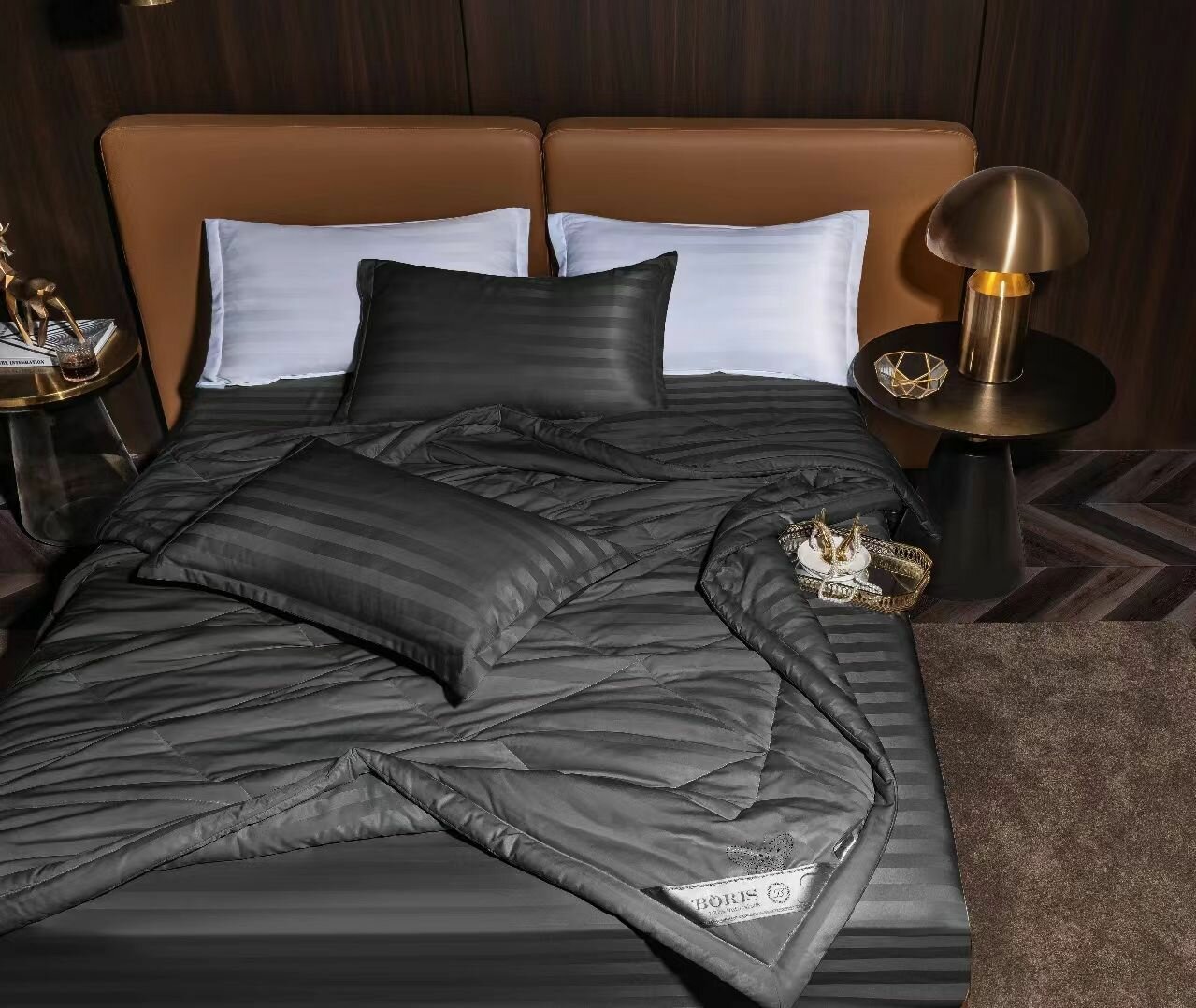 Комплект постельного белья с одеялом Boris Страйп-Сатин, Евро, наволочки 50x70, - фотография № 2