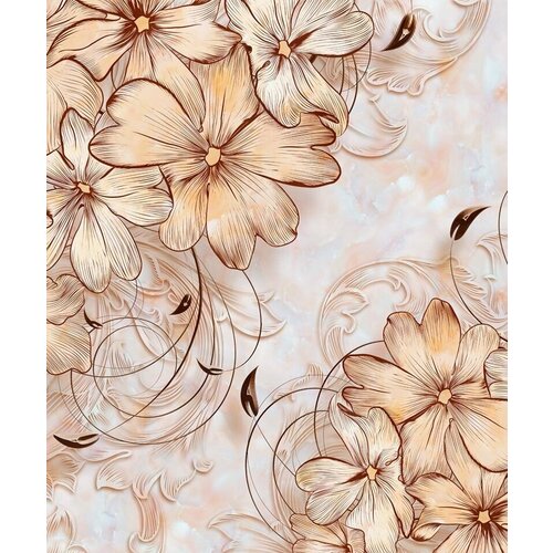 Моющиеся виниловые фотообои Фон рисунок цветы сепия, 200х240 см