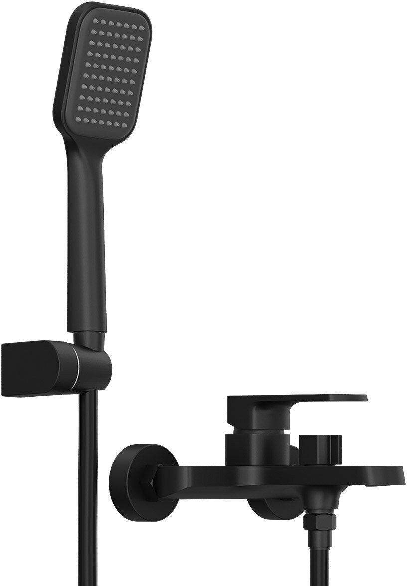 фото Смеситель для ванны и душа латунный однорычажный с коротким изливом с душевым комплектом ELGHANSA 2352520-Black, цвет черный