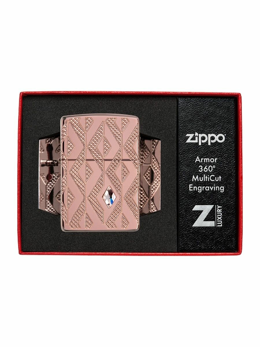 Зажигалка бензиновая Zippo 49702 Armor Geometric Diamond Pattern Design - фотография № 10