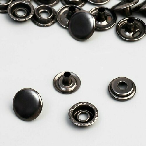 Кнопка установочная, Омега, железная, d - 15 мм, цвет чёрный никель, 100 шт.