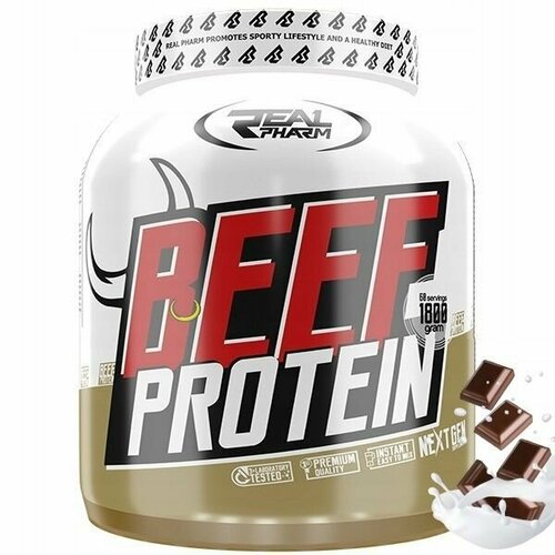 фото Говяжий протеин гидролизат real pharm beef protein 1800г (шоколад) / белковая добавка для похудения и набора мышечной массы