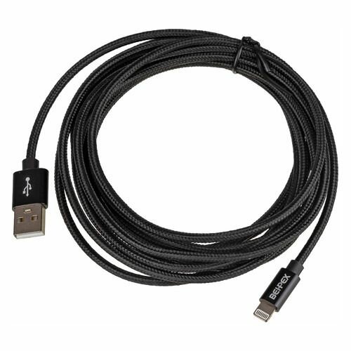 Кабель Lightning (m) - USB (m), 3м, в оплетке, 2.4A, черный