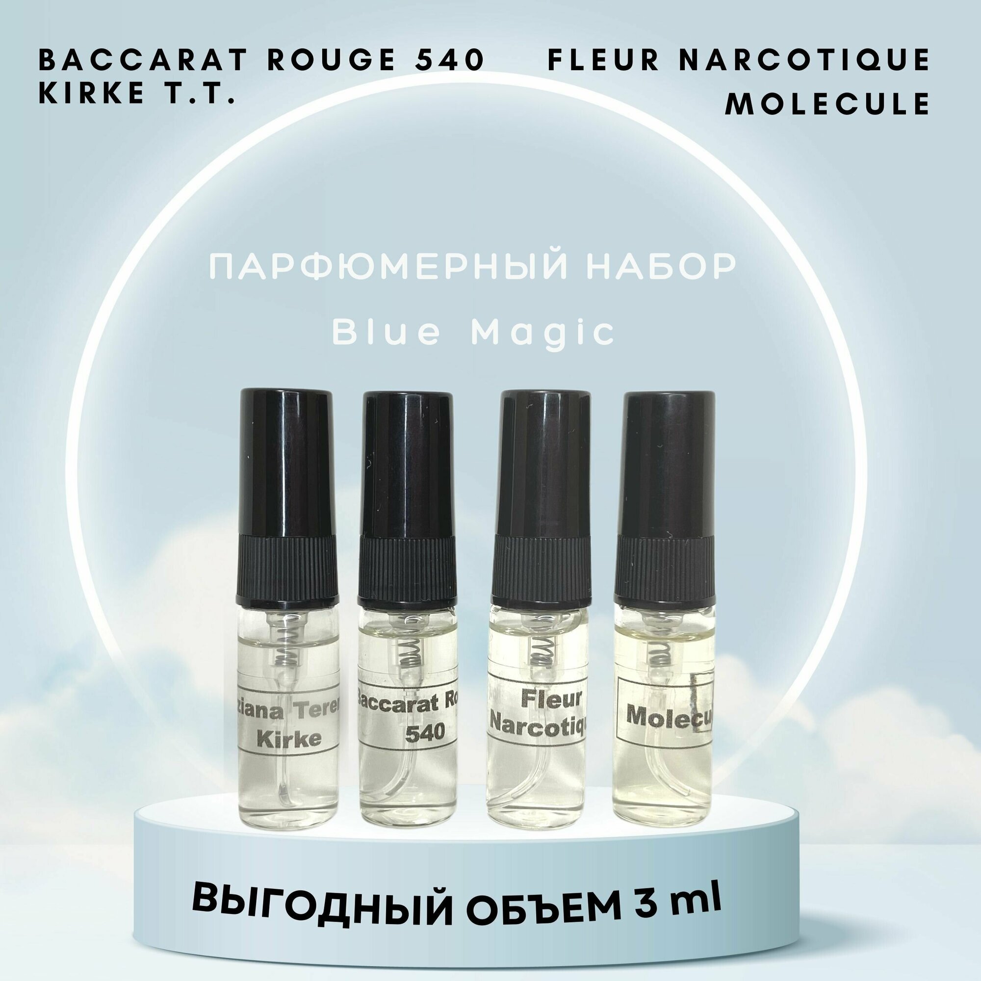 Парфюмерный набор женский "BLUE MAGIC", духи женские: Fleur Narcotique, Baccarat 540 , Molecule 04, Kirke