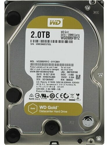 Жесткий диск Western digital Gold 2 Тб WD2005FBYZ