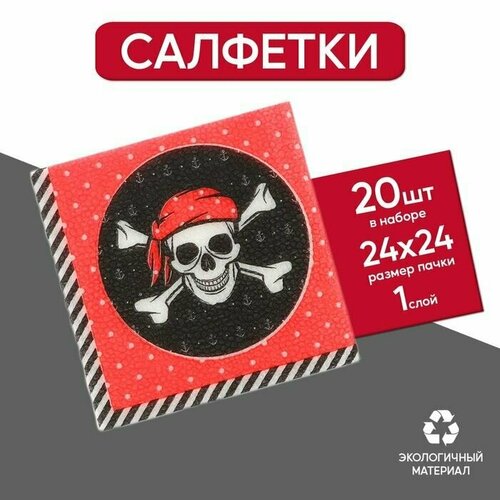 cалфетки пират 25х25 см набор 20 шт Cалфетки Пират, 25х25 см, набор 20 шт. / 2453266