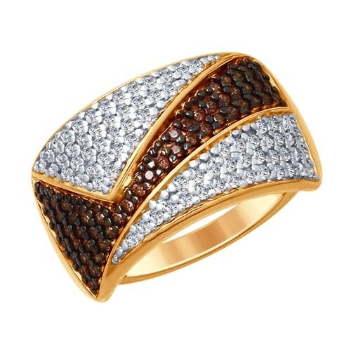 фото Кольцо из золочёного серебра sokolov 93010687 с фианитом diamant-online