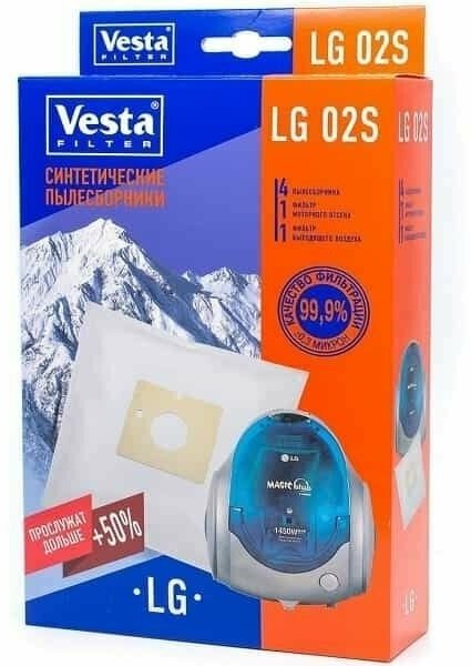 Vesta filter LG02S комплект мешков-пылесборников синтетических (4шт+ 2 фильтра) для пылесоса LG - фотография № 10