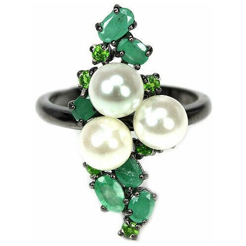 Кольцо помолвочное, серебро, 925 проба, перидот, размер 17, белый, зеленый