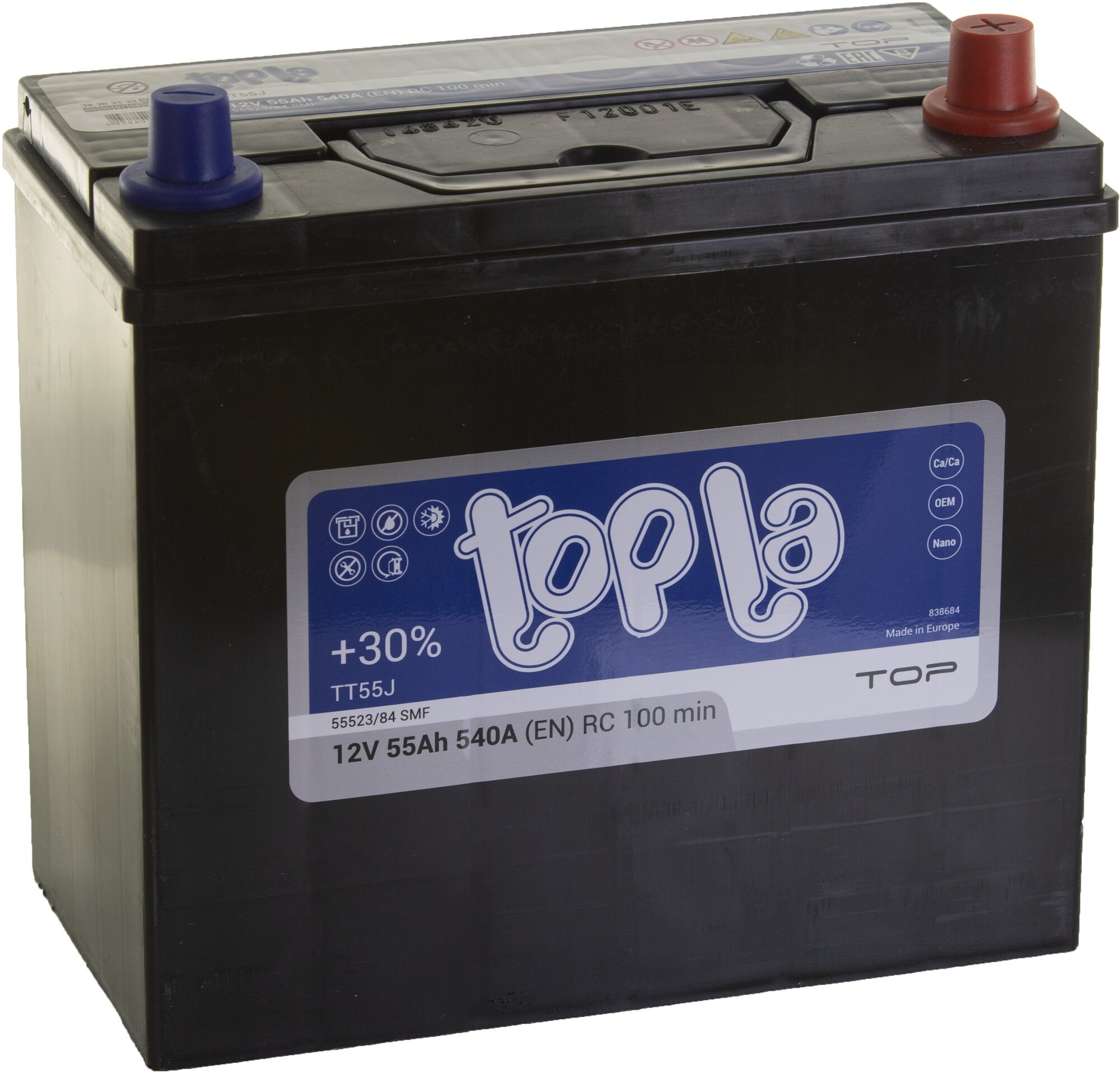 Аккумулятор Topla Top JIS 118255 (70B24L/LS) 55 А. ч Asia, обратная полярность 55523/84 клеммы с переходником