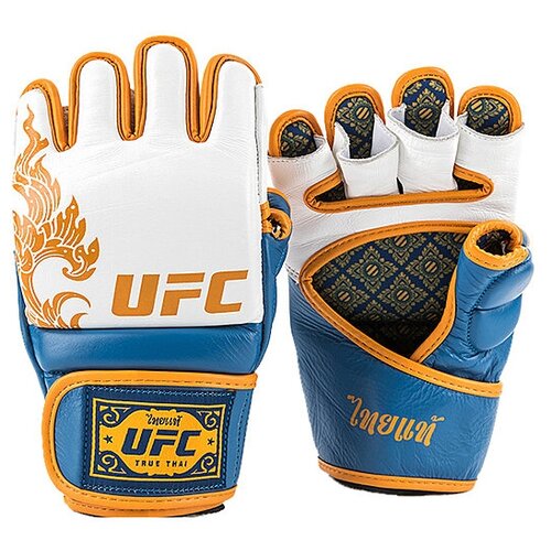 Перчатки UFC Premium True Thai MMA для грэпплинга белый/синий (размер S)