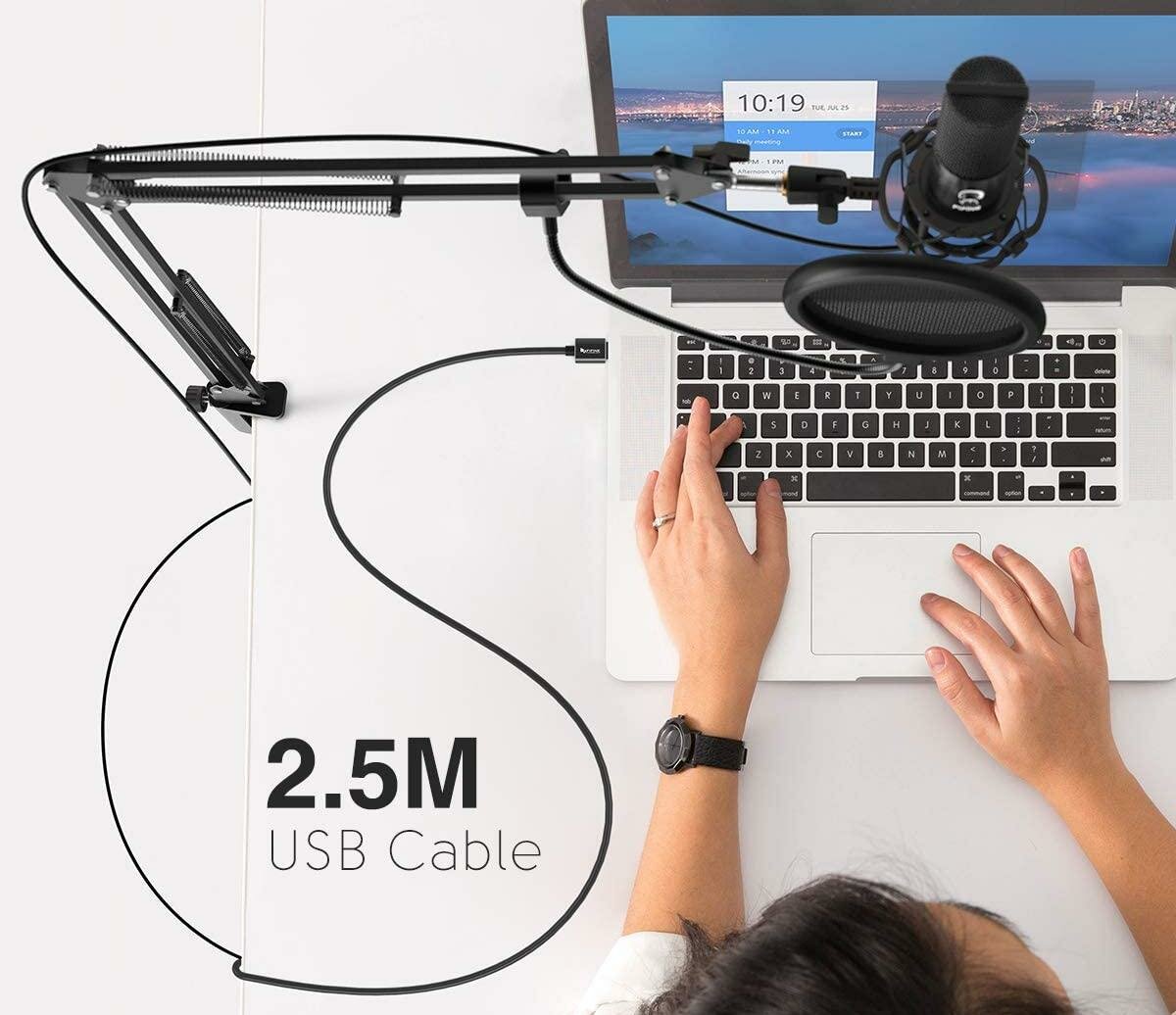 Конденсаторный USB микрофон Fifine T669, студийный, игровой, для стримов, для конференций ( Регулируемая стойка, антивибрационное крепление (паук), поп-фильтр, кабель USB) — фото 1