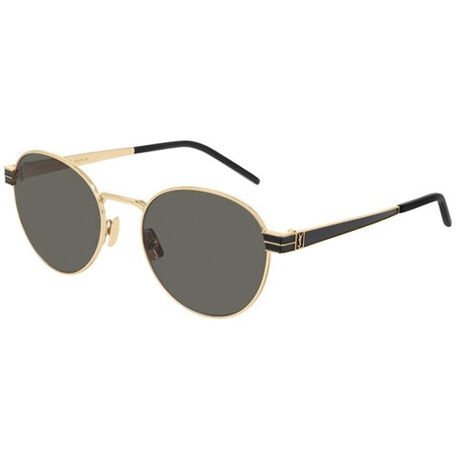Солнцезащитные очки Saint Laurent, круглые, оправа: металл, для мужчин, золотой