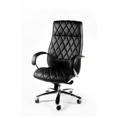 фото Кресло руководителя бонд (black) сталь + хром / черная экокожа norden chairs