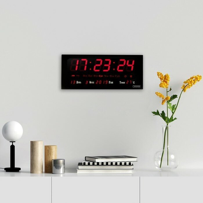 Часы электронные настенные, настольные "Соломон", с будильником, 36 х 15 х 2.8 см - фотография № 2