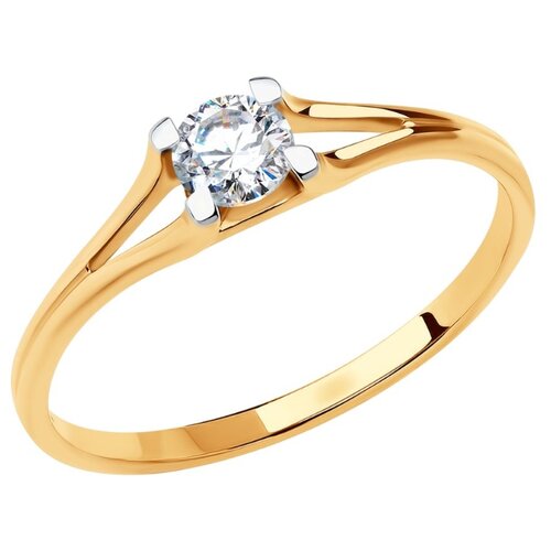 фото Diamant кольцо из золота с фианитом 51-110-00858-1, размер 17.5