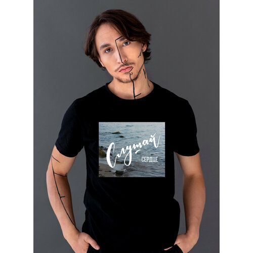 фото Футболка just4you, хлопок, размер 2xl, черный