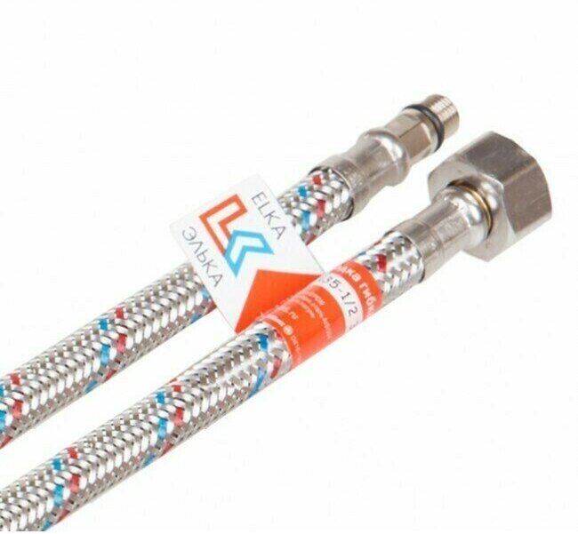 фото Гибкая подводка ELKA 2 шт для смесителя гайка 1/2" х штуцер М10 (пара) Сталь 200 см / 2 м