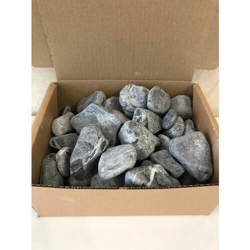 Камни черные, мраморная галька галтованная, камни для биокаминов 5 кг