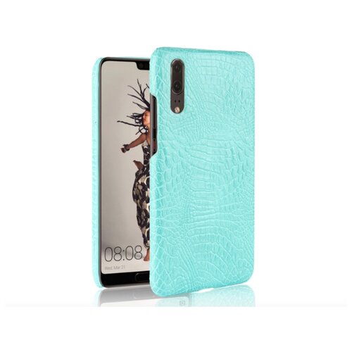 фото Чехол-панель mypads для huawei p smart z/huawei y9 prime 2019 тонкий задний бампер на пластиковой основе с отделкой под кожу крокодила бирюзовый