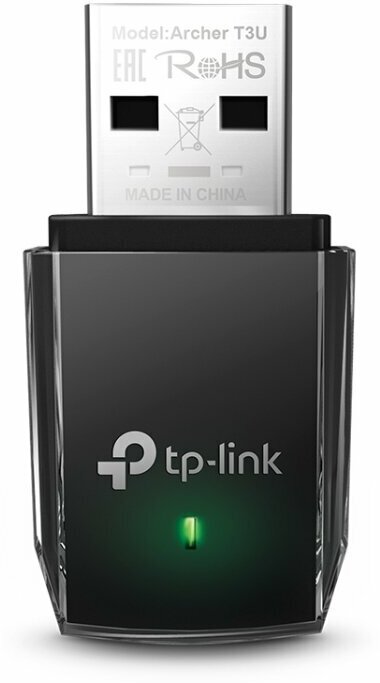 Сетевой адаптер WiFi TP-Link Archer T3U Plus черный, внешняя, несъемная антенна, интерфейс подключения USB 3.0