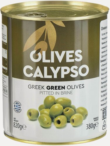 Изображение товара Оливки халкидики Гигантские Зеленые 70-90 без косточки 850 мл CALYPSO Супер Мамут