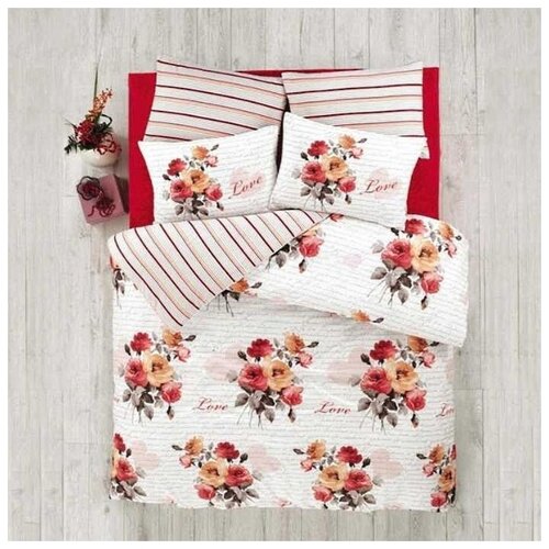фото Постельное бельё "irina home" ранфорс blancia kirmizi ; размер: евро
