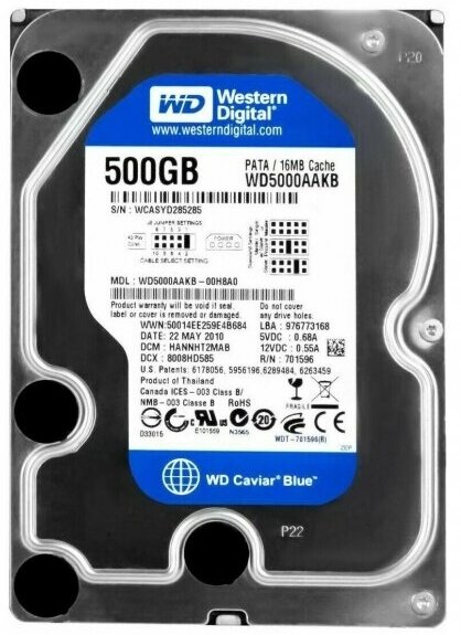 Жесткий диск Western Digital WD5000AAKB 500Gb 7200 IDE 3.5" HDD