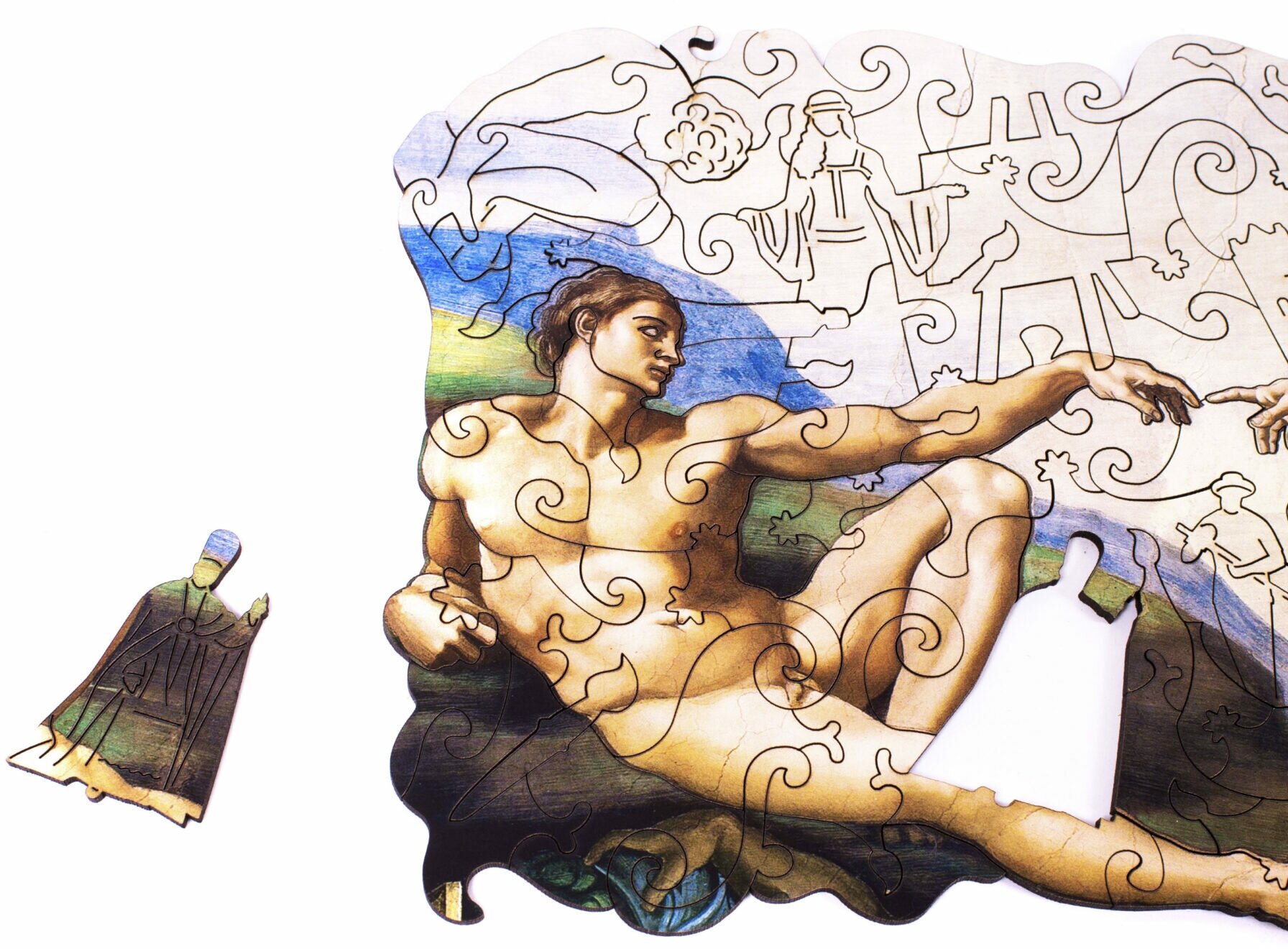 Деревянный пазл Сотворение Адама. Микеланджело (размер М) Zufa - фото №9