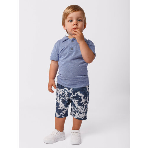Комплект одежды  Chadolls для мальчиков, рубашка и шорты, повседневный стиль, карманы, пояс на резинке, размер 86, синий, белый