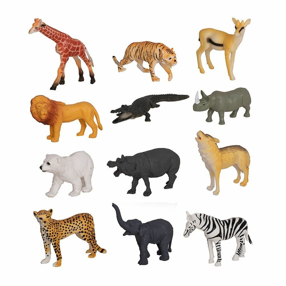 Игровой набор фигурок / Фигурки диких животных 12 штуки Домашний зоопарк