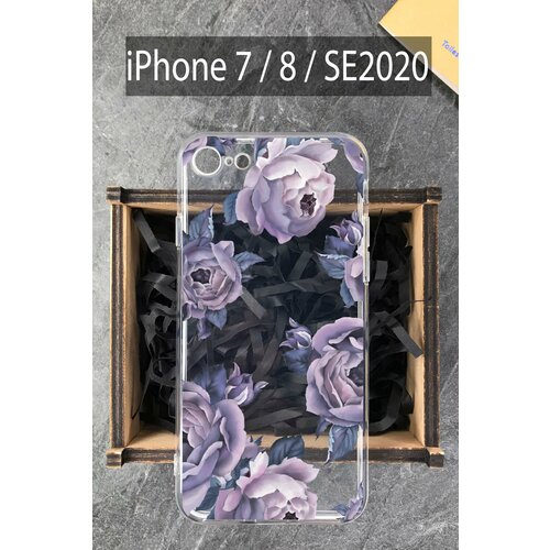 Силиконовый чехол Пионы для iPhone 7 / 8 / SE 2020 / Айфон 7 / Айфон 8 силиконовый чехол лев one king для iphone 7 8 se 2020 айфон 7 айфон 8