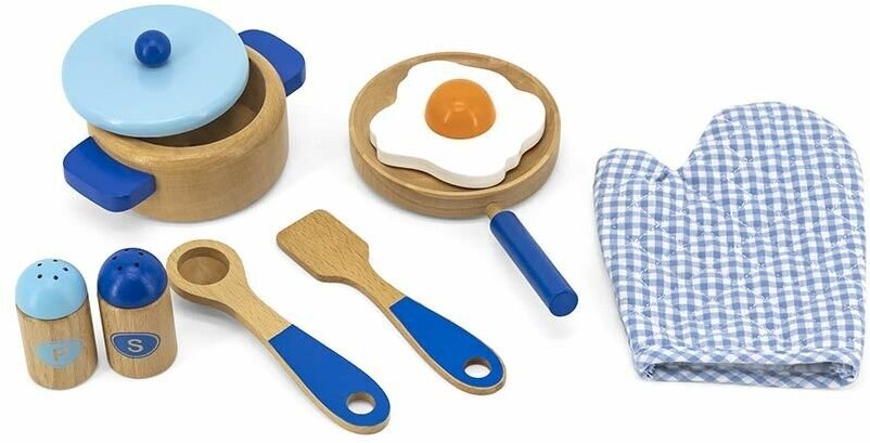 Набор продуктов с посудой Viga Готовим завтрак 50116/50115 голубой - фотография № 7