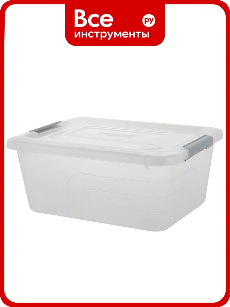 Ящик PLAST TEAM п/п 381х290х172 13л, для хранения, с крышкой, на клипсах, цв. натуральный 38101