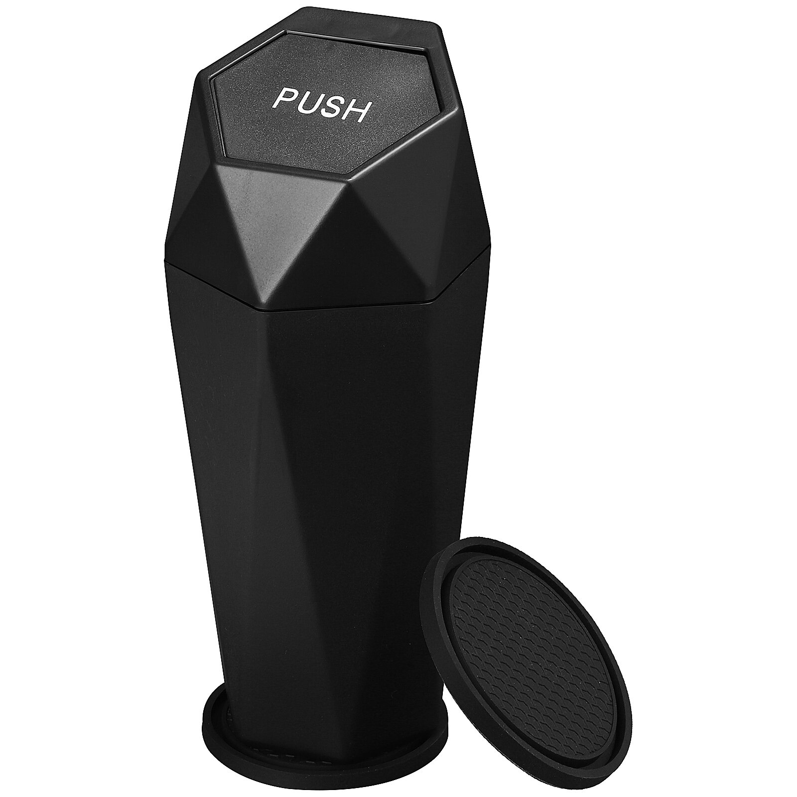Мини Мусорное Ведро Для Авто С Крышкой И 2 Подставками Для Кубка Universal Black