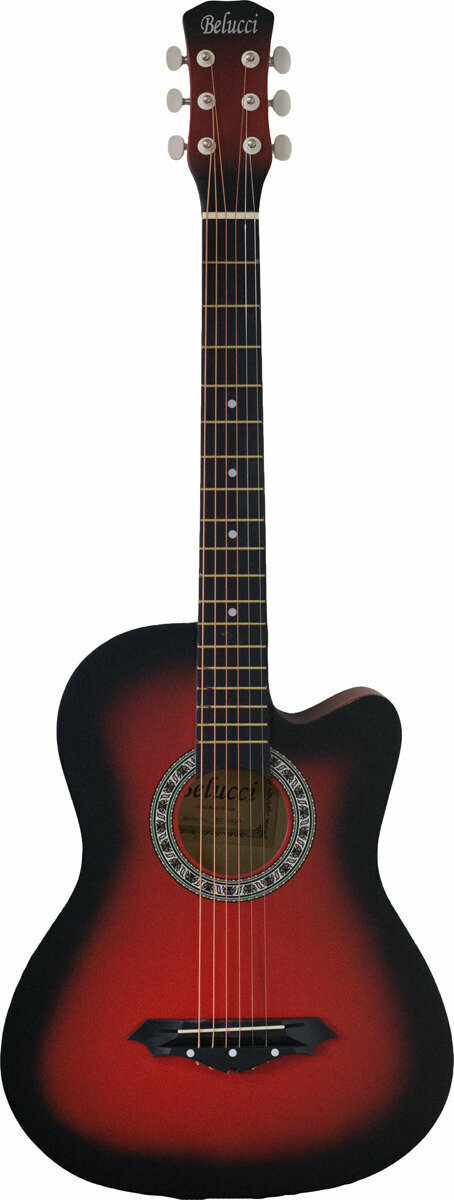 Акустическая гитара матовая, красная. Размер 7/8 (38 дюймов) Belucci BC3820 RDS