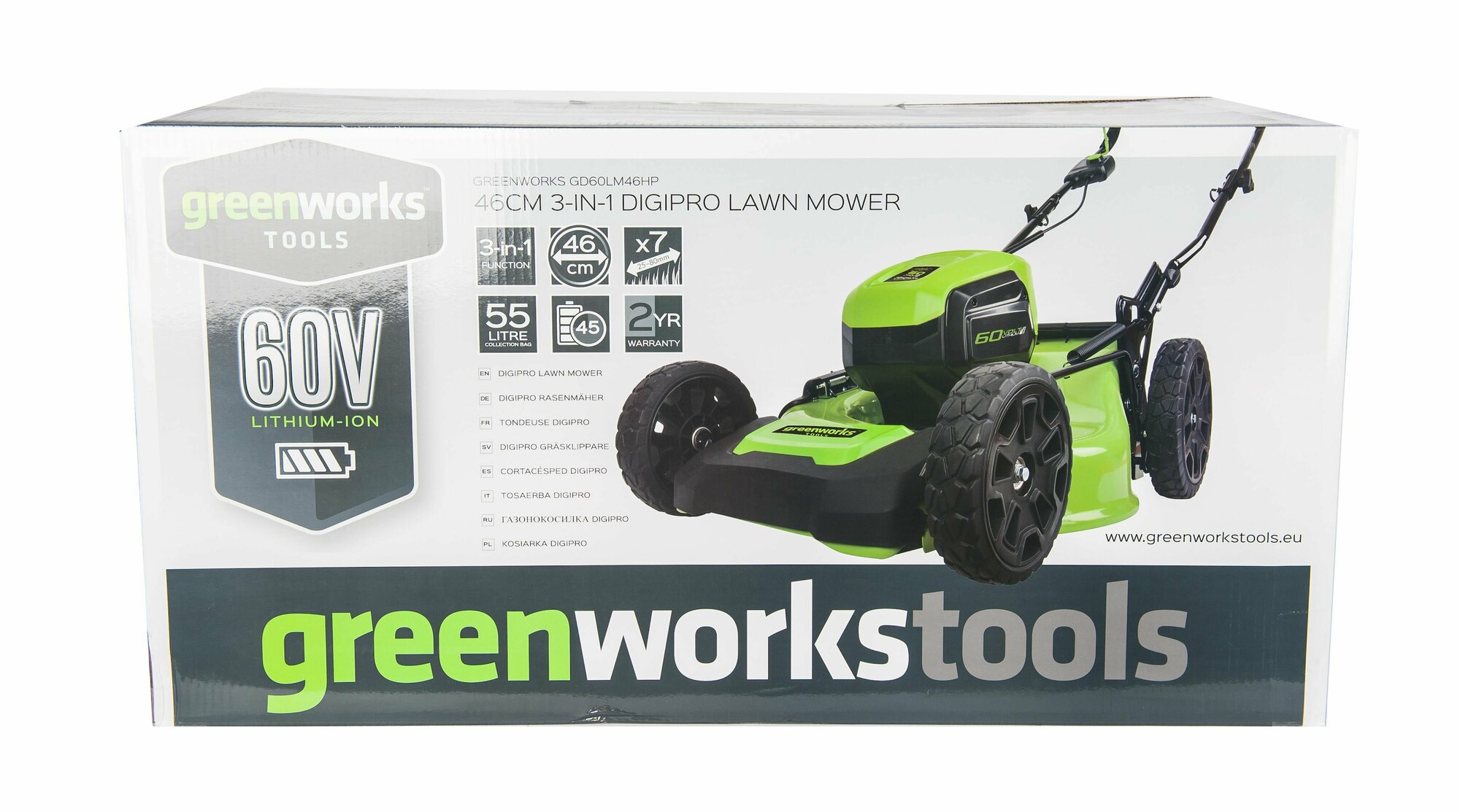 Электрическая газонокосилка Greenworks 2502807 60V 46cm GD60LM46HP DigiPro 46